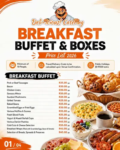 Cover of the Deli-icious! breakfast buffet and boxes 2026 PDF