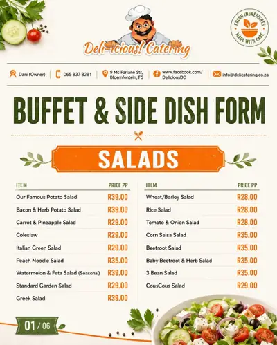 Cover of the Deli-icious! buffet and side dish form PDF