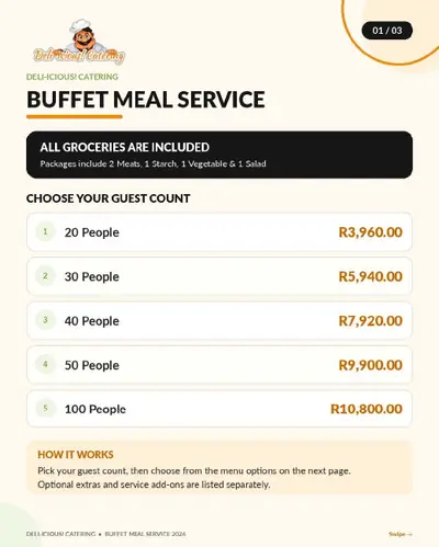Cover of the Deli-icious! buffet meal service 2026 PDF