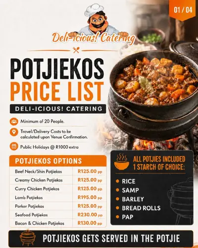 Cover of the Deli-icious! potjiekos price list PDF