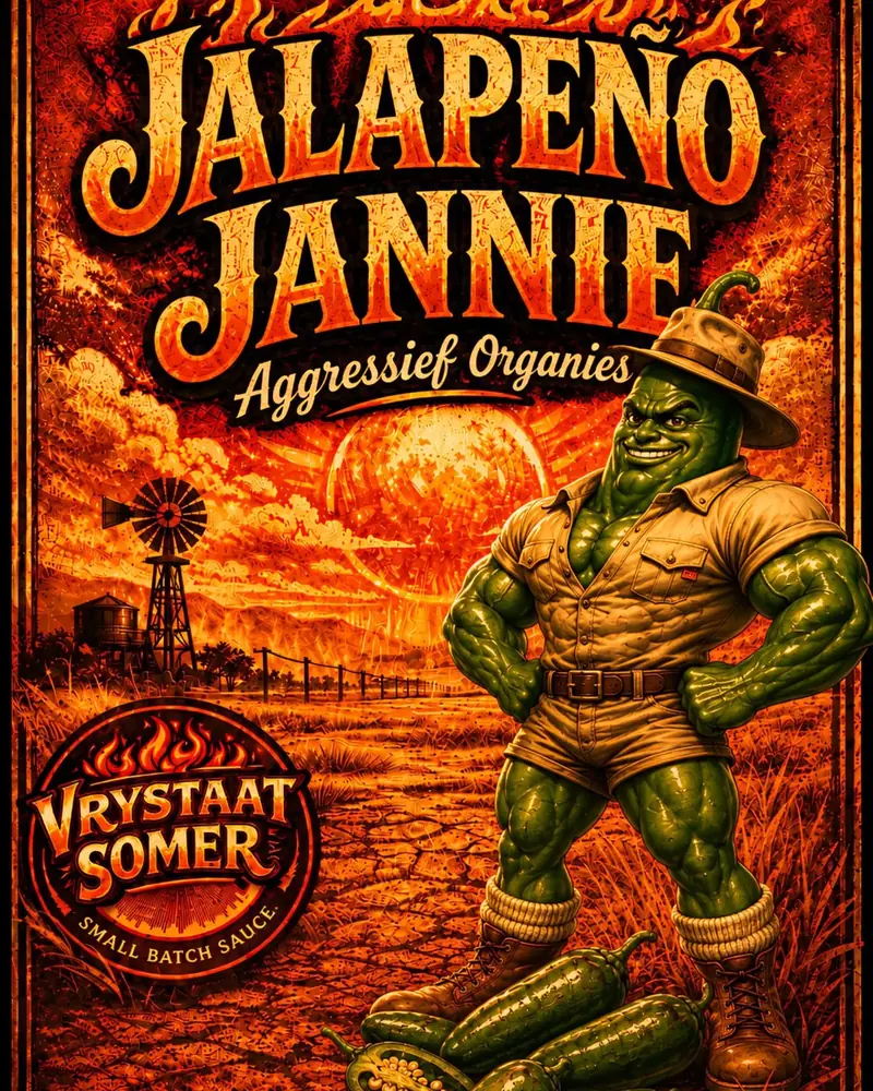 Jalapeño Jannie etiket-kuns