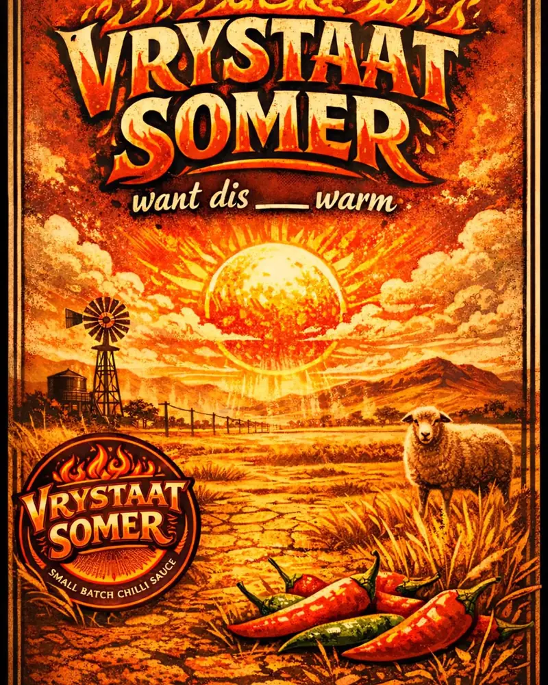 Vrystaat Somer Sweet Chilli etiket-kuns